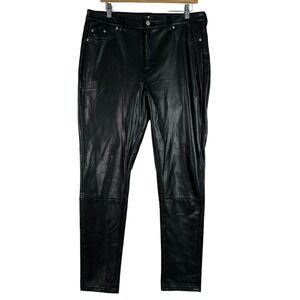 7‎ For All Mankind Faux Leather Pants Womens Large Black Skinny Stretch Coated